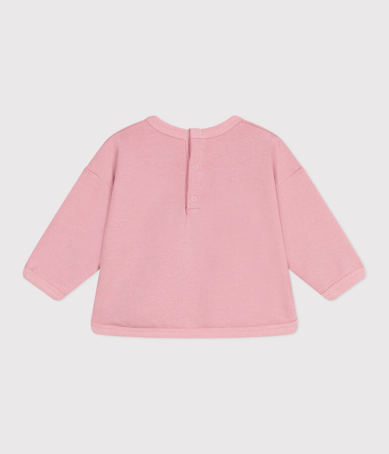 Sweat b&eacute;b&eacute; en coton uni rose