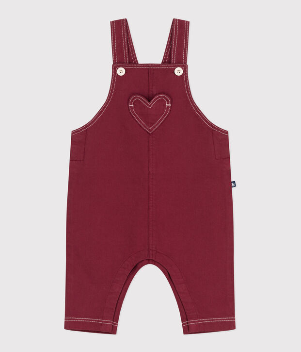 Salopette b&eacute;b&eacute; en denim color&eacute; jambes longues rouge