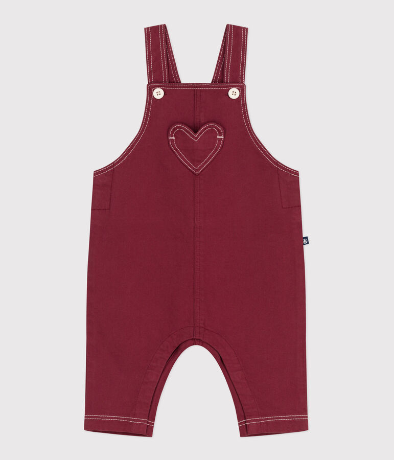 Salopette b&eacute;b&eacute; en denim color&eacute; jambes longues rouge AMARANTE
