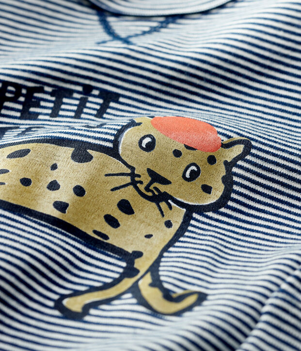 Tee-shirt en coton b&eacute;b&eacute; bleu/blanc