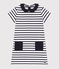 Robe enfant en coton manches courtes blanc MARSHMALLOW/bleu SMOKING