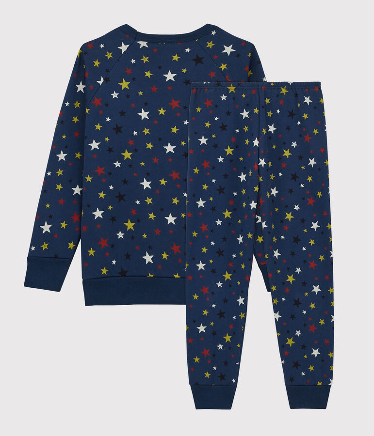Pyjama enfant &agrave; motifs &eacute;toiles en molleton bleu MEDIEVAL/blanc MULTICO