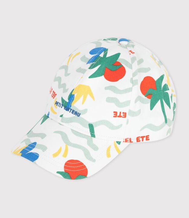 Casquette enfant en coton imprim&eacute; palmiers &eacute;cru/multicouleur