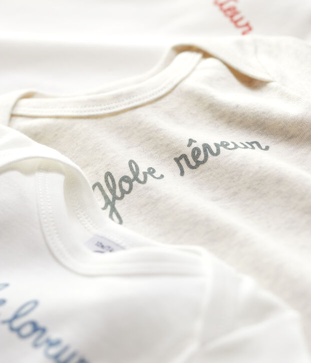 Lot de 3 bodies b&eacute;b&eacute; en coton biologique. multicouleur