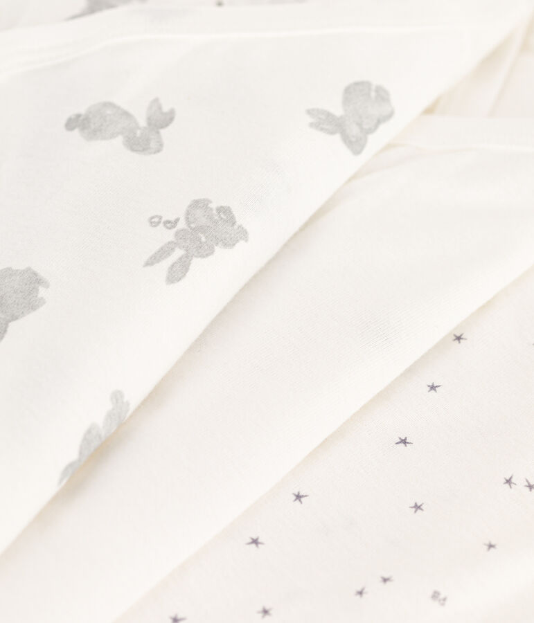 Lot de 3 bodies crois&eacute;s manches courtes lapins en coton variante 1