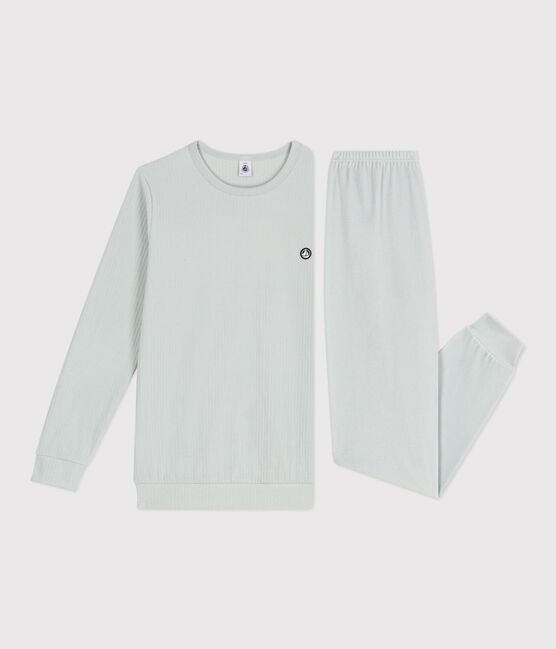 Pyjama enfant en velours côtelé uni bleu CO2