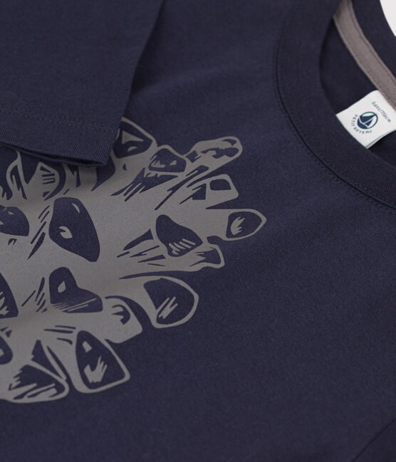Tee-shirt manches longues en coton enfant garçon bleu SMOKING