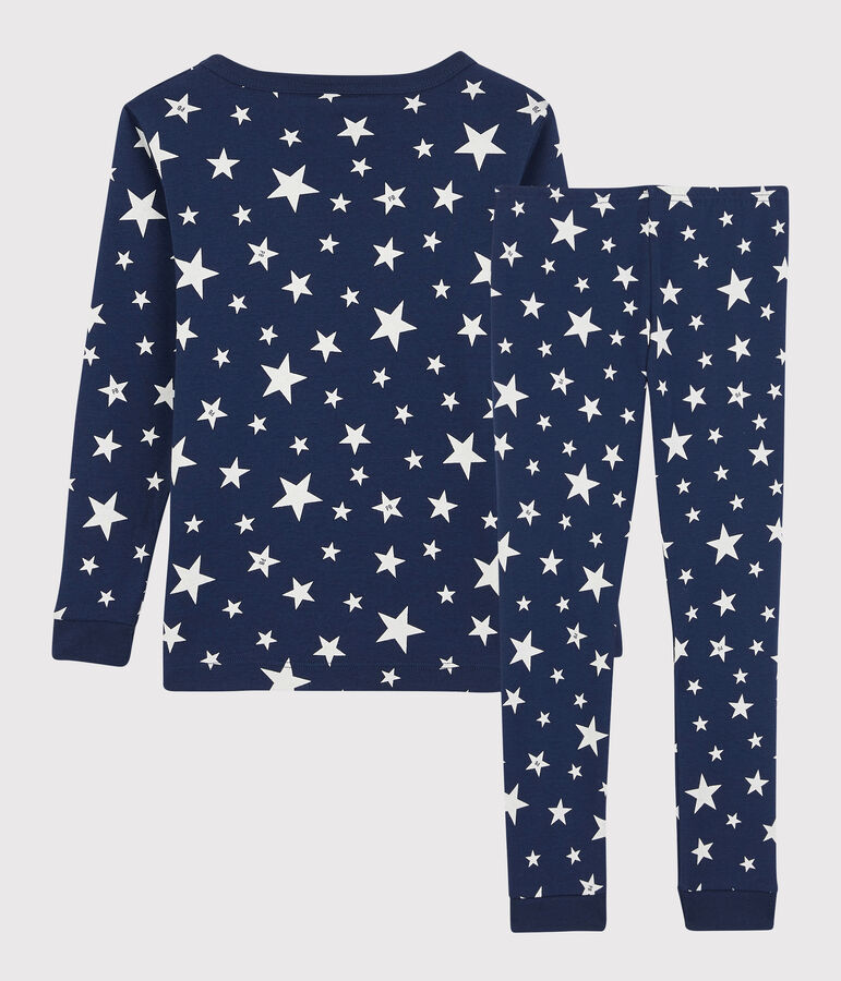 Pyjama snugfit &eacute;toiles petit gar&ccedil;on en coton bleu MEDIEVAL/blanc MARSHMALLOW