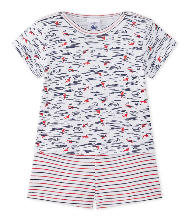 Pyjashort b&eacute;b&eacute; gar&ccedil;on 2 pi&egrave;ces blanc/multicouleur