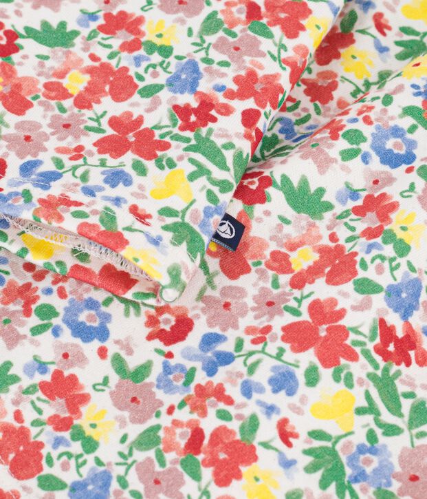 Robe b&eacute;b&eacute; en coton manches longues imprim&eacute;e &agrave; fleurs blanc/multicouleur