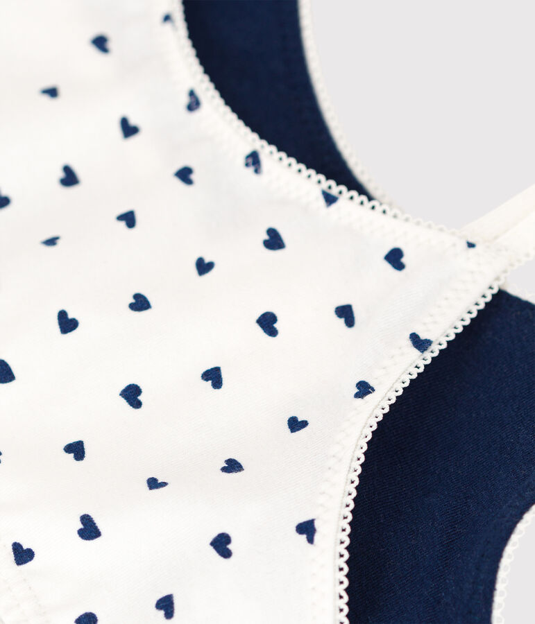 Lot de 2 brassi&egrave;res coeur fille en coton et &eacute;lasthanne multicouleur