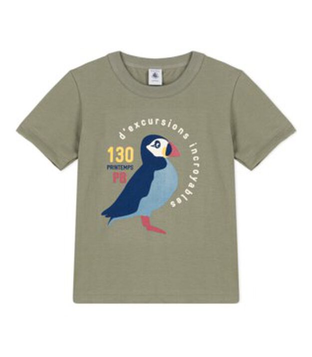 Tee-shirt manches courtes en coton enfant gar&ccedil;on vert