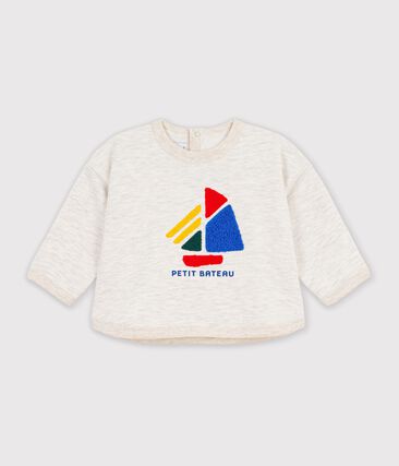 Sweatshirt bébé en coton uni et motif bateau