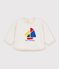 Sweatshirt b&eacute;b&eacute; en coton uni et motif bateau beige chin&eacute;