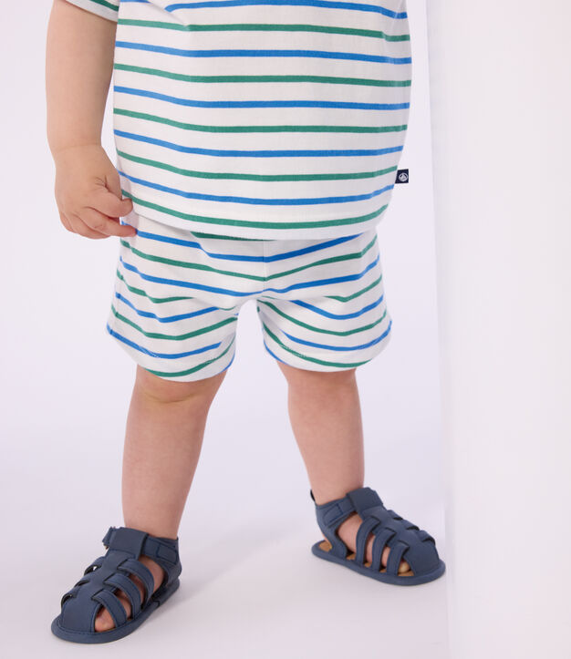 Short b&eacute;b&eacute; en coton ray&eacute; bicolore blanc/multicouleur