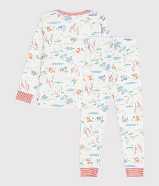 Pyjama enfant en coton imprimé savane blanc MARSHMALLOW/blanc MULTICO