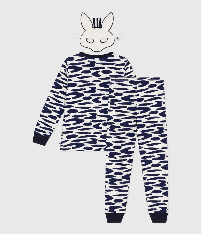 Pyjama d&eacute;guisement enfant en coton imprim&eacute; z&egrave;bre bleu MILK/ SOIR