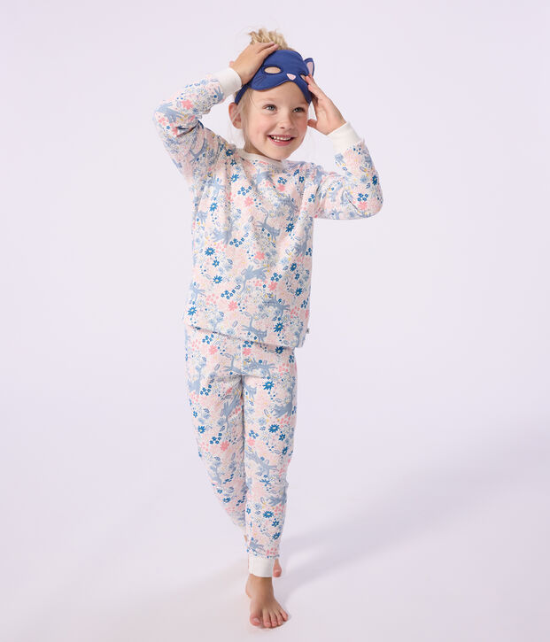 Pyjama d&eacute;guisement enfant en coton imprim&eacute; fleuri blanc/multicouleur
