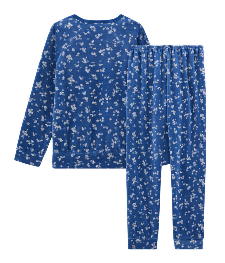 Pyjama petite fille en velours bleu/multicouleur