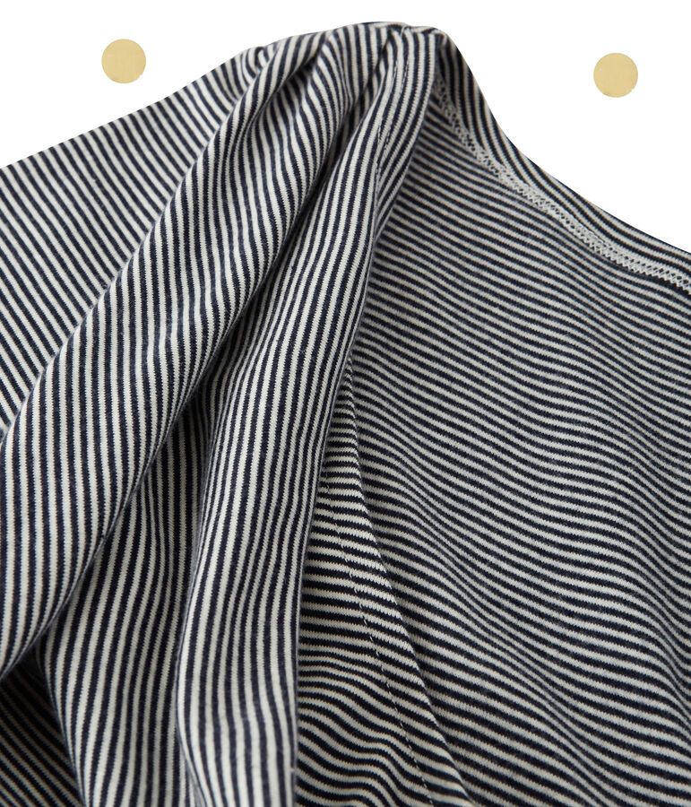 Robe longue femme &agrave; manches longues. Petit bateau x Marie-Agn&egrave;s Gillot bleu SMOKING/beige COQUILLE