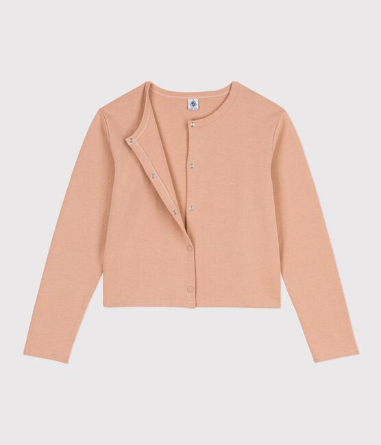 Cardigan à pressions en coton épais Femme beige VINTAGE