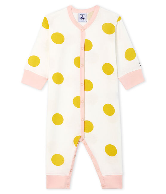 Dors bien sans pieds bébé fille en côte blanc MARSHMALLOW+BLE
