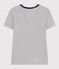 Tee-shirt l'Iconique col V en coton rayé femme blanc MARSHMALLOW/bleu SMOKING