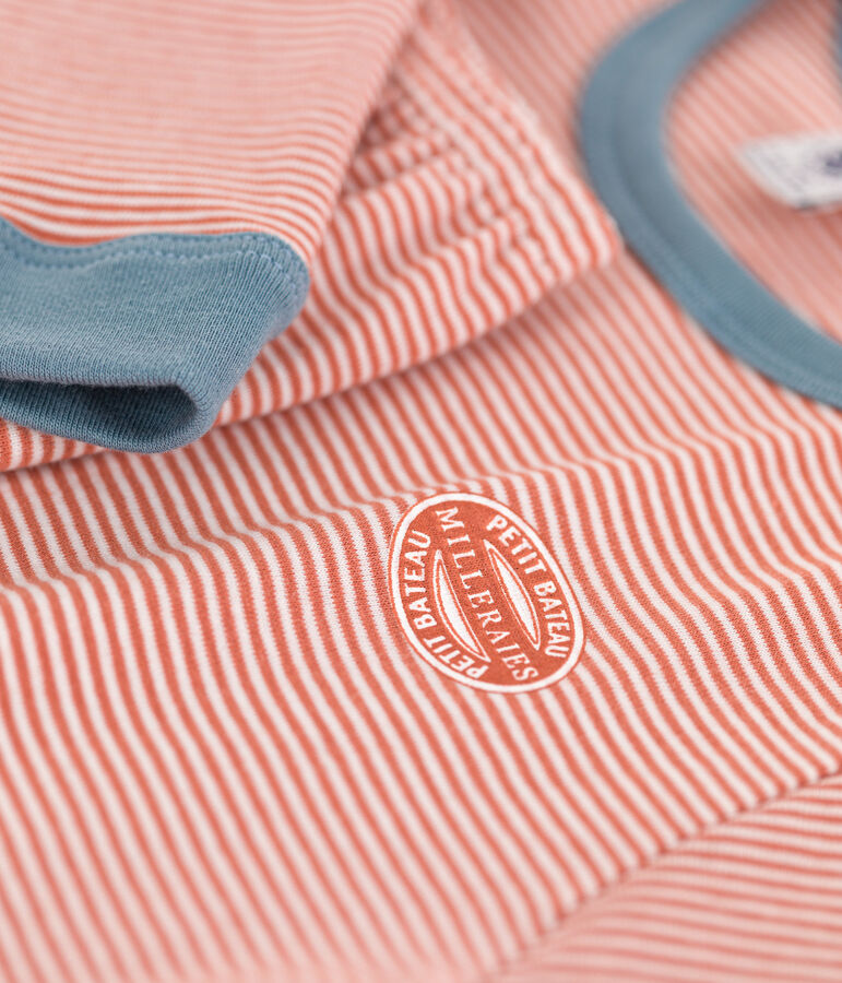 Pyjama milleraies en coton enfant rose BRANDY/blanc MARSHMALLOW