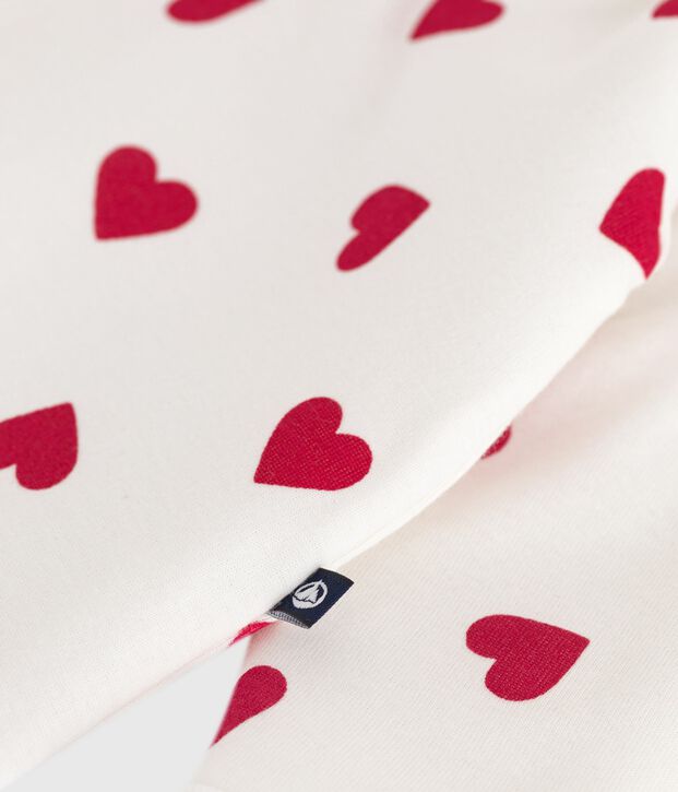 Combinaison ouatin&eacute;e b&eacute;b&eacute; en coton, imprim&eacute; c&oelig;urs blanc/rouge