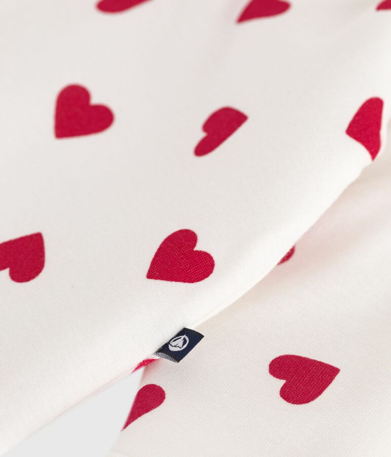 Combinaison ouatin&eacute;e b&eacute;b&eacute; en coton, imprim&eacute; c&oelig;urs blanc MARSHMALLOW/rouge TERKUIT