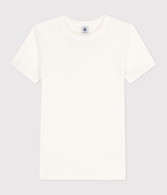 Tee-shirt L'ICONIQUE en coton ajouré Femme blanc MARSHMALLOW
