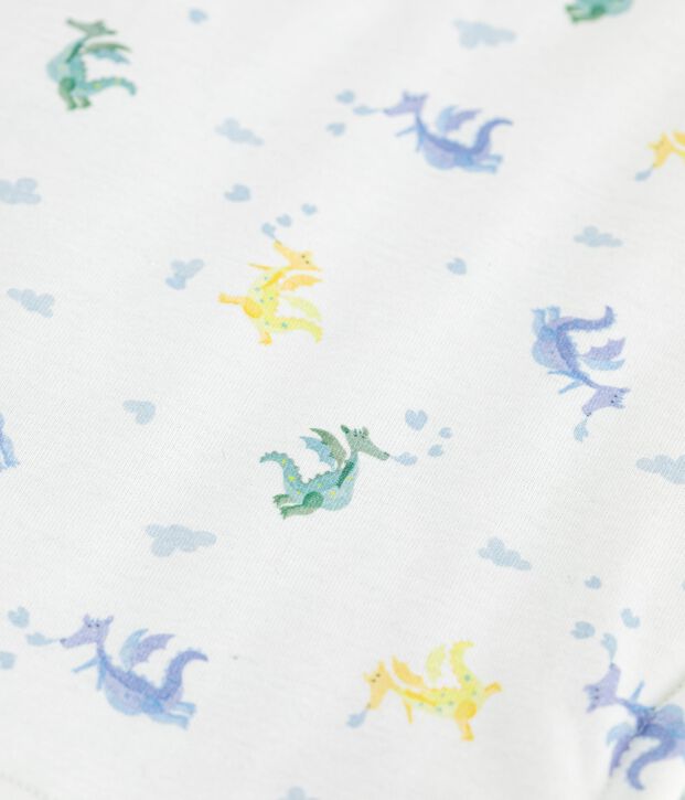 Gilet sans manche r&eacute;versible b&eacute;b&eacute; en coton imprim&eacute; dragons blanc/multicouleur
