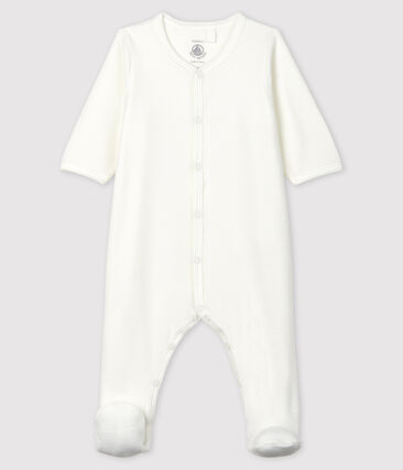 PETIT BATEAU - Dors-bien blanc en velours de coton biologique sérigraphie Petit Bateau