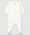 Dors-bien blanc en velours de coton biologique sérigraphie Petit Bateau blanc MARSHMALLOW/beige PERLIN