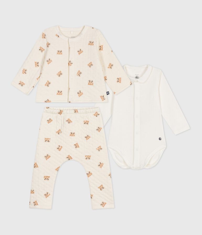 Ensemble 3 pi&egrave;ces b&eacute;b&eacute; imprim&eacute; pandas roux en coton MILK/ MULTICO