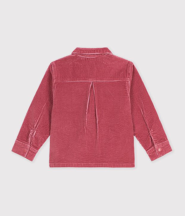 Chemise enfant en velours uni rose