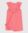 Robe enfant manches courtes en coton motifs c&oelig;urs rose