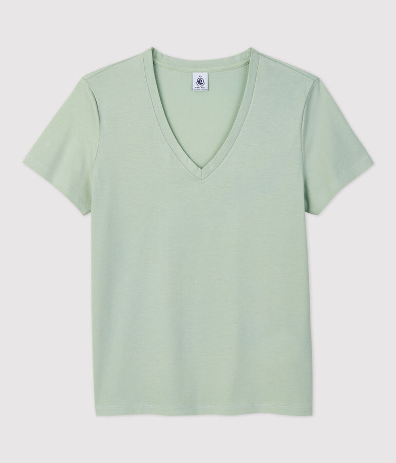 Tee-shirt LE DROIT col V en coton bio Femme vert