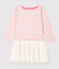 Robe manches longues coton et tulle enfant fille rose MINOIS/ MARSHMALLOW ARGENT BRILLANT