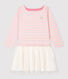 Robe manches longues coton et tulle enfant fille