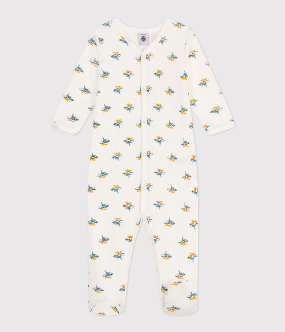 Pyjama bébé fleurs en molleton blanc MARSHMALLOW/blanc MULTICO