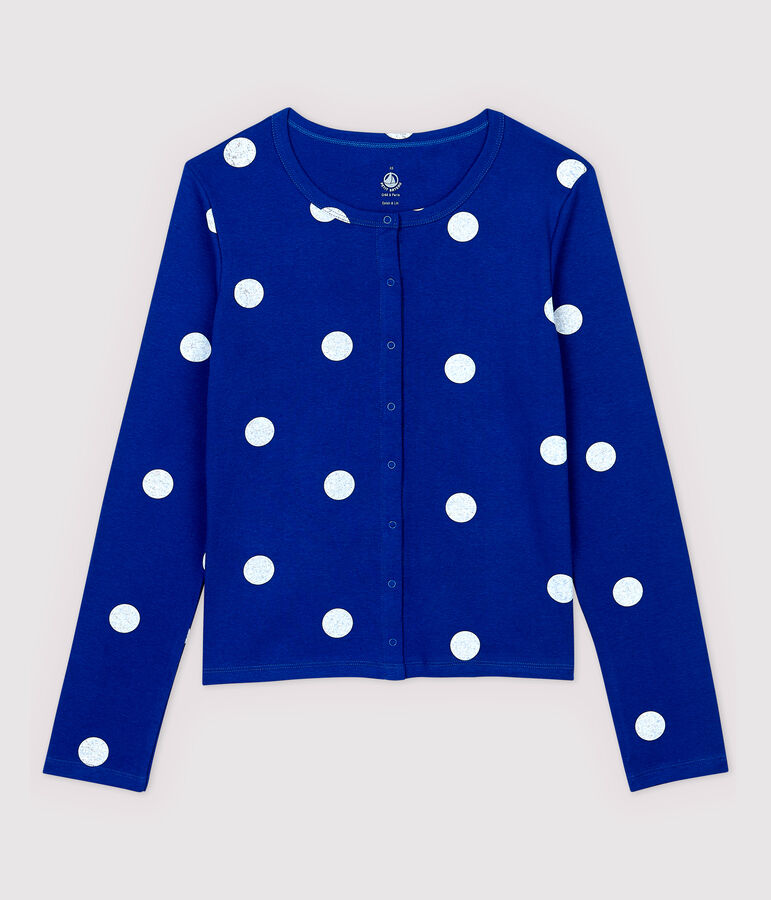 Cardigan en coton/lin imprim&eacute; Femme bleu SURF/blanc MARSHMALLOW