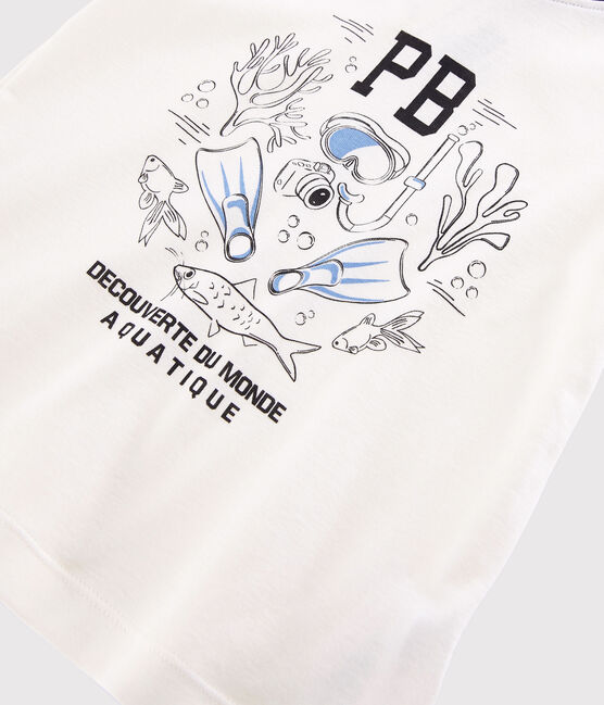 Tee-shirt manches courtes en coton enfant garçon blanc MARSHMALLOW