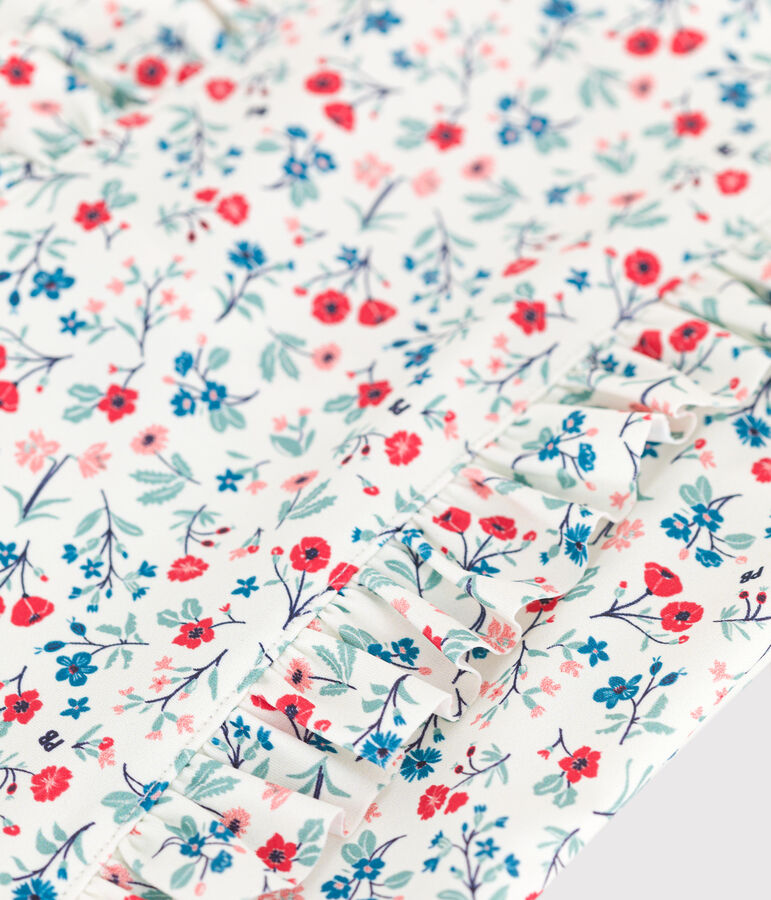 Maillot de bain une pi&egrave;ce enfant fleuri blanc MARSHMALLOW/blanc MULTICO