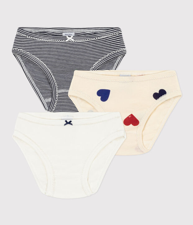 Lot de 3 culottes tricoeurs en coton petite fille multicouleur