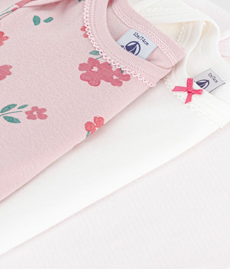 Lot de bodies manches courtes en coton fleuri b&eacute;b&eacute; variante 1