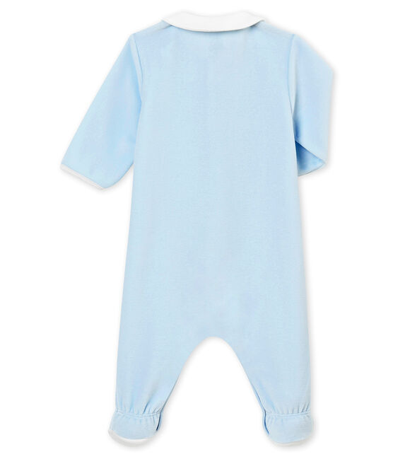 Dors bien bébé garçon en velours de coton uni bleu FRAICHEUR