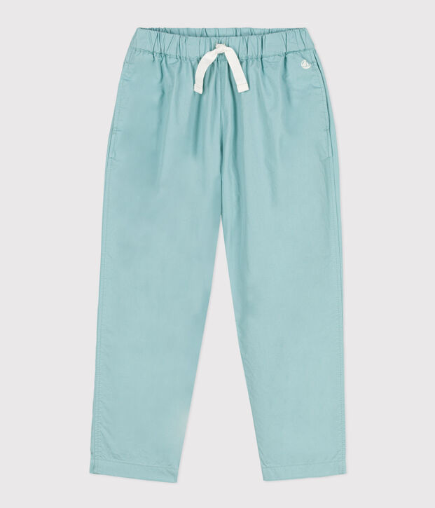 Pantalon large en serge de coton enfant gar&ccedil;on vert