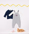 Cardigan bébé tricot point mousse en coton bleu MEDIEVAL