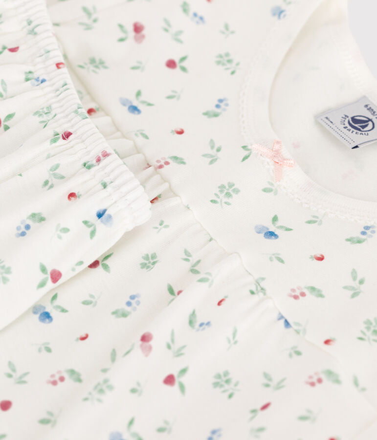Pyjama short enfant en coton fruits blanc MARSHMALLOW/blanc MULTICO